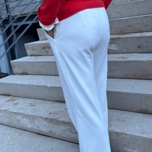 MADAME ZIP, Augsburg, weiße Hose, bequeme Hose, elegante Hose, made in Germany, genäht in Augsburg, ökozertifizierter Stoff