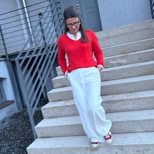 MADAME ZIP, Augsburg, weiße Hose, bequeme Hose, elegante Hose, made in Germany, genäht in Augsburg, ökozertifizierter Stoff