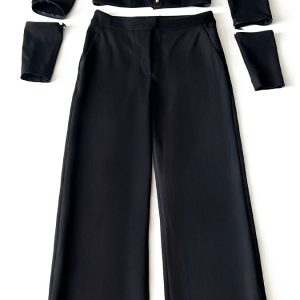 schwarzer Overall, wandelbar, mit Hose, mit Taschen, Bürooutfit, Madame Zip, exklusive Anlässe, drei in einem