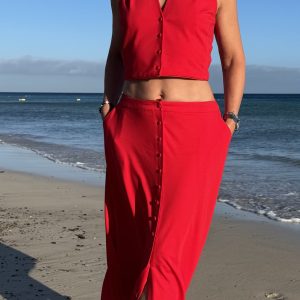 Madame zip, rotes Sommerkleid, neues Kleid, Sommerkleid, Kleid für Hochzeitsgast, Kleid mit Taschen, Kleid für alle Größen, zwei Kleidungsstücke in einem Kleid, Reißverschlusskleid