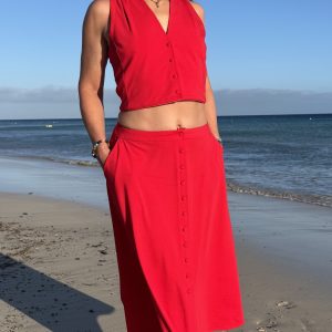 Madame zip, rotes Sommerkleid, neues Kleid, Sommerkleid, Kleid für Hochzeitsgast, Kleid mit Taschen, Kleid für alle Größen, zwei Kleidungsstücke in einem Kleid, Reißverschlusskleid